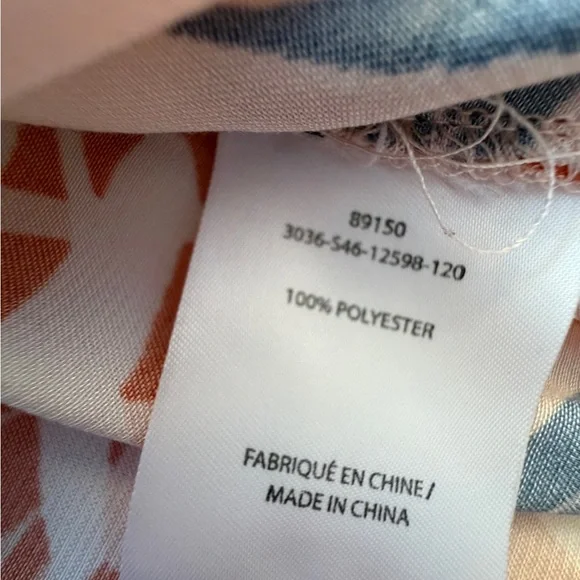 Laura Palm Leaf Sleeveless Pullover V Neck Top - Navy/Rust-Size 12 - Picture 6 of 7